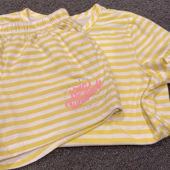 Girls’ short sleeved Long Weekend Cute Glittering Stripe Pajamas Set Sz 8 - Picture 6 of 8
